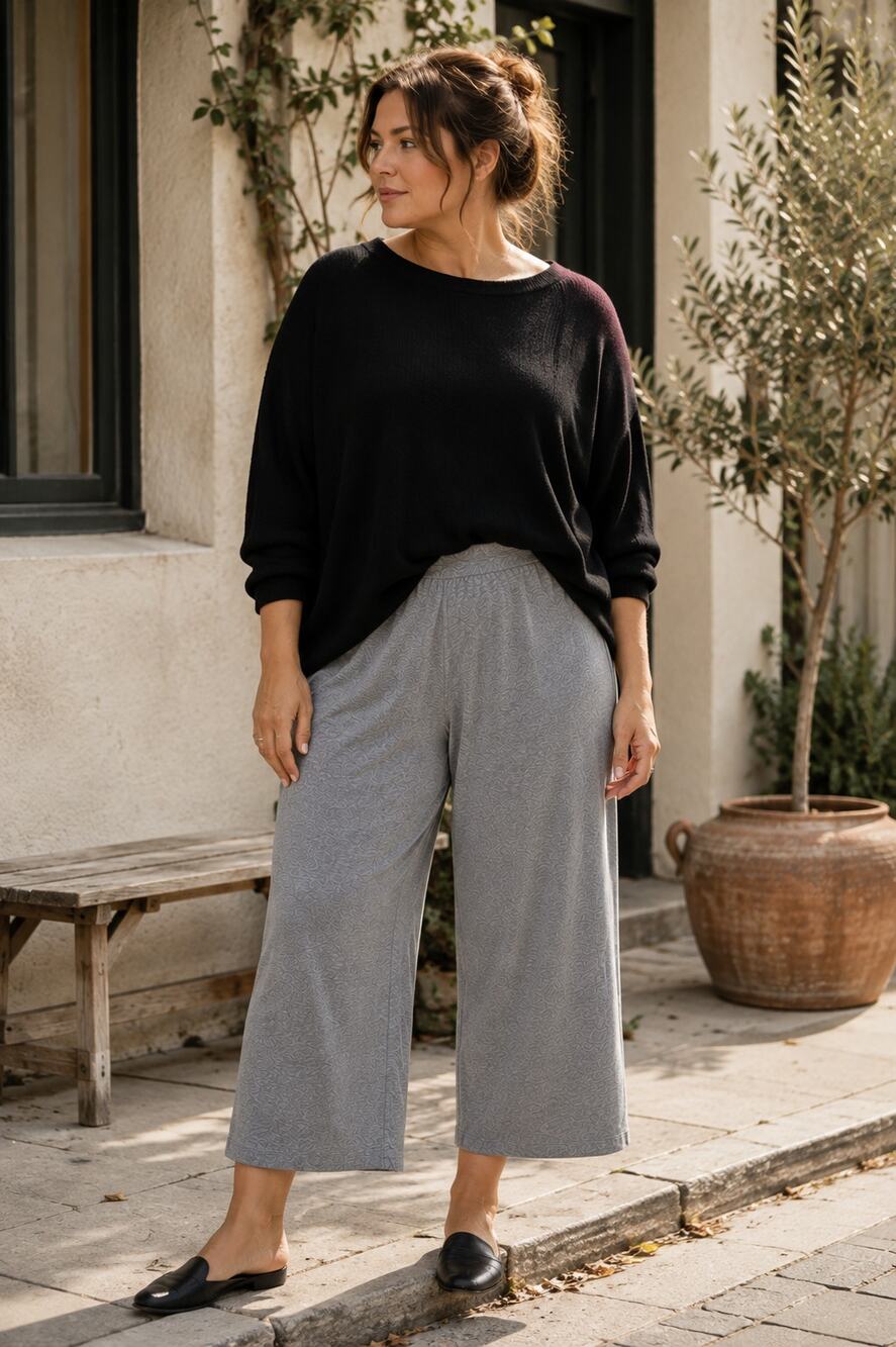 Eileen Fisher Pants Womens XL Gray Organic Cotton Pull On Cropped Casual NEW